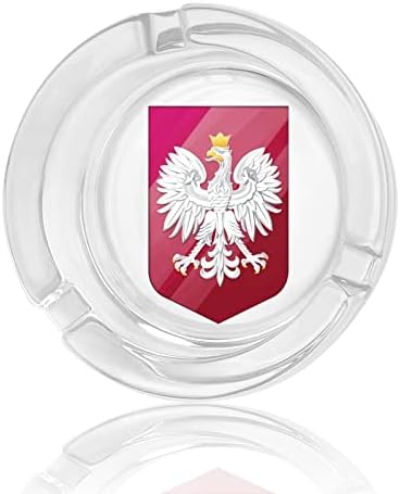 Гербът на Полша Кръгли Стъклени Пепелници Титуляр за Портсигара Прекрасен Пепелник За Пушачи