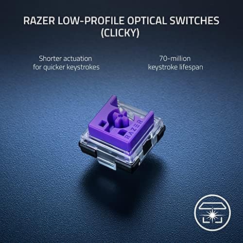 Безжична детска клавиатура Razer DeathStalker V2 Pro: Нископрофилни оптични превключватели - Лилав цвят с кликвания