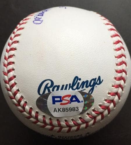 Педро Мартинес Сай Stat Подписа договор с MLB Бейзбол, PSA COA - Бейзболни топки с автографи