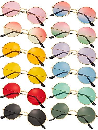 12 Чифта Слънчеви очила в стил хипи от 60-те и 70-те години за Жени И мъже, Ретро Очила в стил хипи и Кръгли